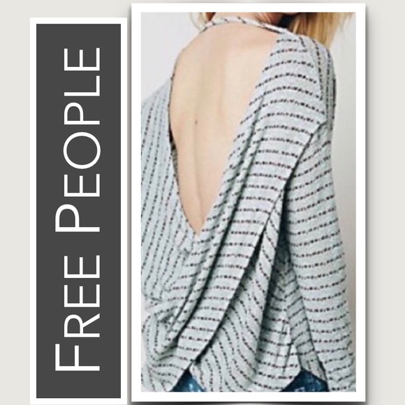 Free People Open-Back Sweater NWOT White with Black Stripes - Picture 4 of 8